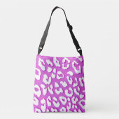 White Leopard Print Lavender Crossbody Tas (Achterkant)
