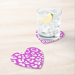 White Leopard Print Lavender Kartonnen Onderzetters