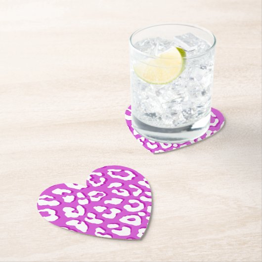 White Leopard Print Lavender Kartonnen Onderzetters (Insitu)
