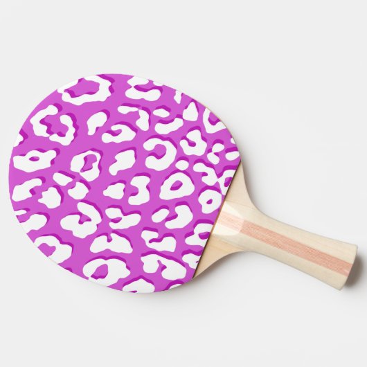 White Leopard Print Lavender Tafeltennisbatje (Zijkant)