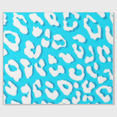 White leopard Print Light Blue Cadeaupapier (Vlak)
