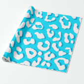 White leopard Print Light Blue Cadeaupapier (Uitgerold)