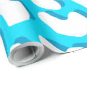White leopard Print Light Blue Cadeaupapier (Rol Hoek)