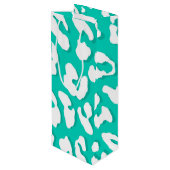 White Leopard Print Mint Wijn Cadeautas (Achterkant Gekanteld)