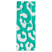 White Leopard Print Mint Wijn Cadeautas (Voorkant)