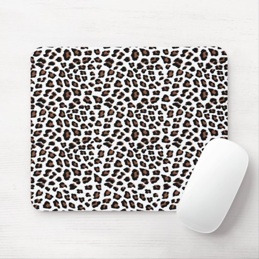 White leopard Print Muismat (Met muis)