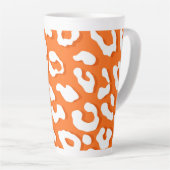 White Leopard Print Oranje Latte Mok (Rechterhoek)