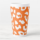 White Leopard Print Oranje Latte Mok (Voorkant)
