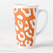 White Leopard Print Oranje Latte Mok (Rechts)