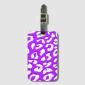 White Leopard Print Paars Bagagelabel (Voorkant (verticaal))