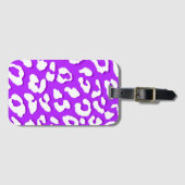 White Leopard Print Paars Bagagelabel (Voorkant (horizontaal))