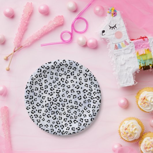 White leopard Print Papieren Bordje (Feest)