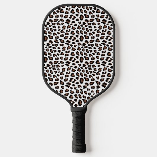 White leopard Print Pickleball Paddle (Voorkant)