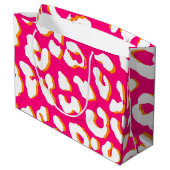 White Leopard Print Pink Oranje Groot Cadeauzakje (Achterkant Gekanteld)