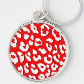 White leopard Print Red Sleutelhanger (Voorkant)