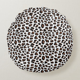 White leopard Print Rond Kussen