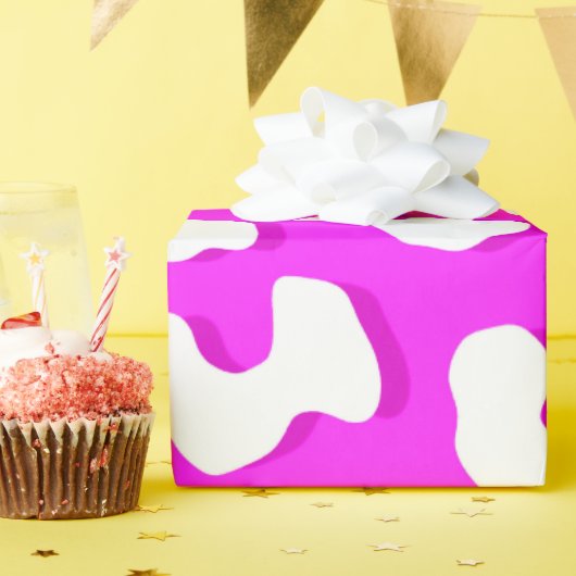 White leopard Print roze Cadeaupapier (Verjaardagsfeest)