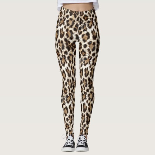 White Leopard Print Safari ID1157 Leggings (Voorkant)
