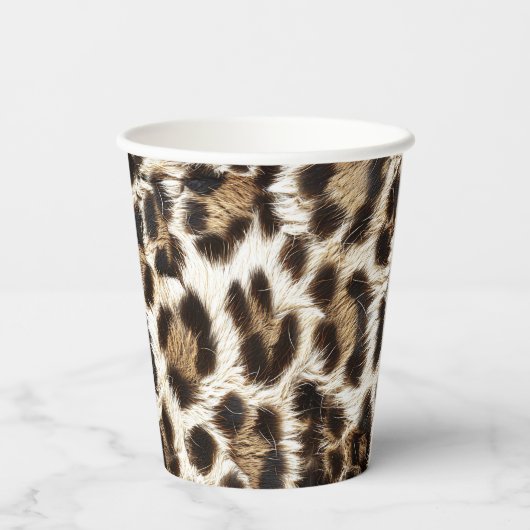 White Leopard Print Safari Party Supplies ID1157 Papieren Bekers (Achterkant)