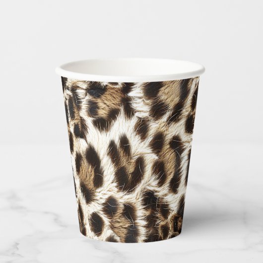 White Leopard Print Safari Party Supplies ID1157 Papieren Bekers (Voorkant)