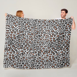 White Leopard Skin Print Fleece Deken