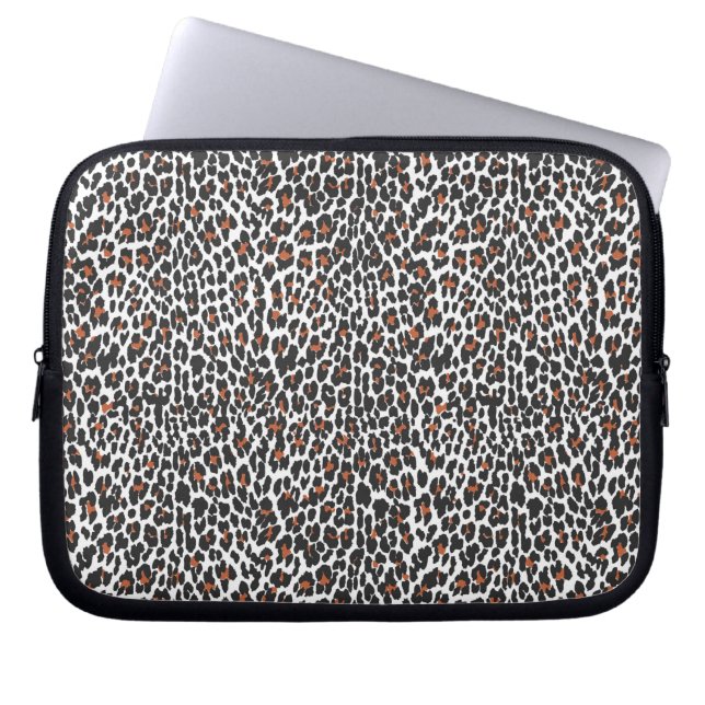 White Leopard Skin Print Laptop-hoes Laptop Sleeve (Voorkant)