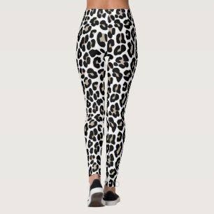 White leopard Skin Wild Cat Animal Print Patroon Leggings