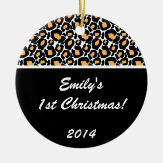 White Leopard Spot Personalized Name Ornament