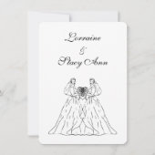 White Lesbian Wedding Invitation Kaart (Achterkant)