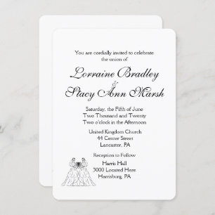 White Lesbian Wedding Invitation Kaart