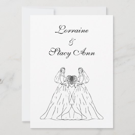 White Lesbian Wedding Uitnodiging (Achterkant)