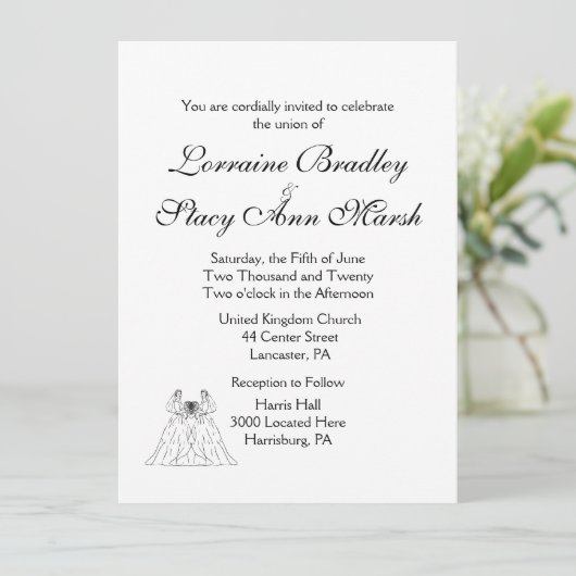 White Lesbian Wedding Uitnodiging (Staand voorkant)