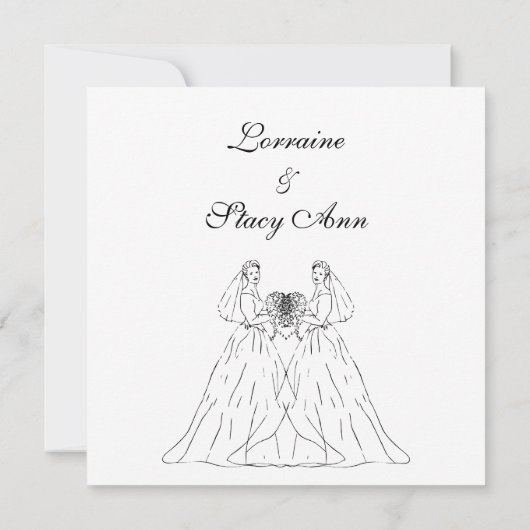 White Lesbian Wedding Uitnodiging (Achterkant)