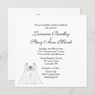 White Lesbian Wedding Uitnodiging