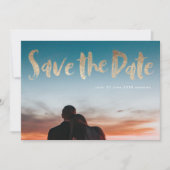 White Lettering Gold Foil Script Save the Date (Voorkant)