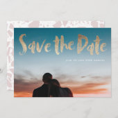 White Lettering Gold Foil Script Save the Date (Voorkant / Achterkant)