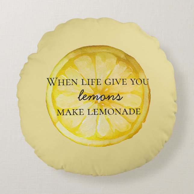 White Life geeft je citroenen citaat Rond Kussen (Voorkant)