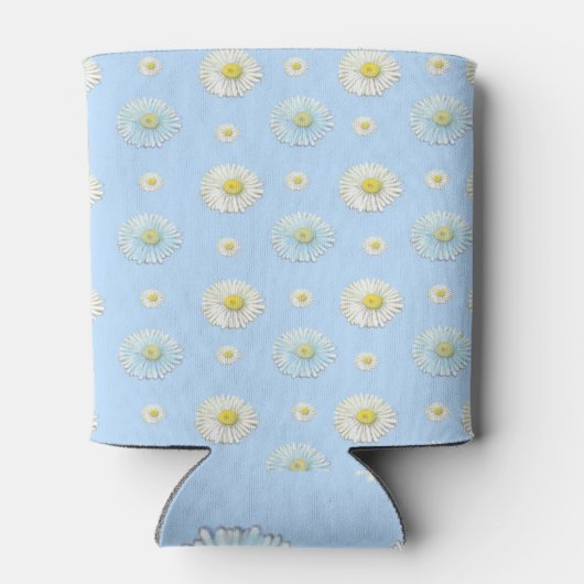 White & light blue Daisy Pattern Blikjeskoeler (Achterkant)