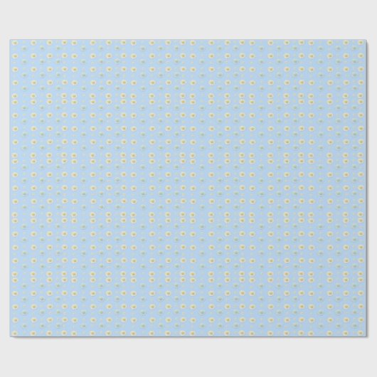White & light blue Daisy Pattern Cadeaupapier (Vlak)