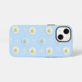 White & light blue Daisy Pattern iPhone Hoesje (Achterkant horizontaal)