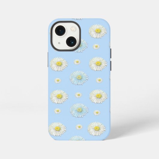 White & light blue Daisy Pattern iPhone Hoesje (Achterkant)