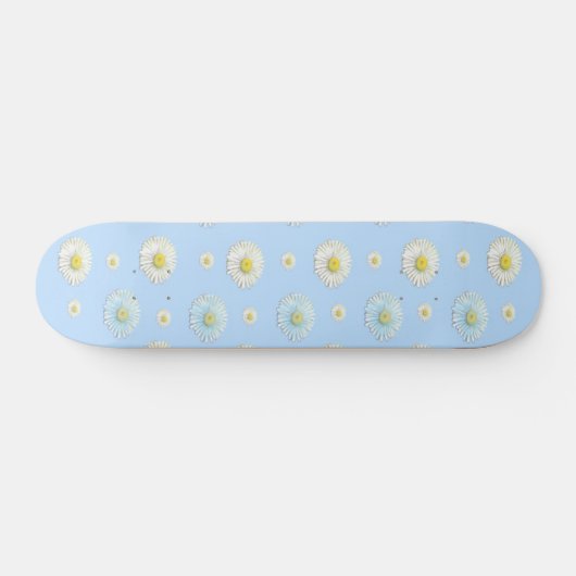White & light blue Daisy Pattern Persoonlijk Skateboard (Horizontaal)