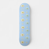 White & light blue Daisy Pattern Persoonlijk Skateboard (Voorkant)