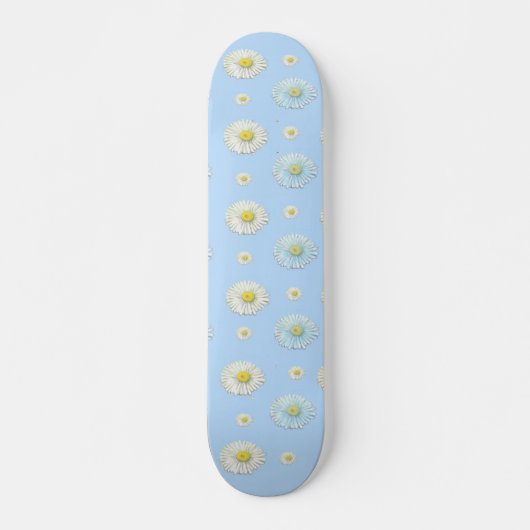 White & light blue Daisy Pattern Persoonlijk Skateboard (Voorkant)