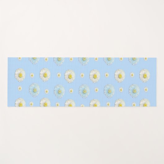 White & light blue Daisy Pattern Yogamat (Voorkant (horizontaal))