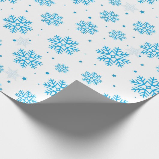 White & Light Blue Snowflake Wrapping Paper  Cadeaupapier (Hoek)