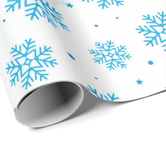 White & Light Blue Snowflake Wrapping Paper  Cadeaupapier (Rol Hoek)