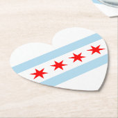 White Light Blue Stars Chicago Flag Heart Kartonnen Onderzetters (Gekanteld)