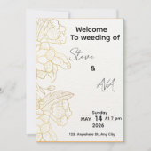 White & Light Gold Elegant Wedding Invitation Kaart (Voorkant)
