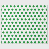 White & Light Green Medium Polka Dot Kerstmis Cadeaupapier (Vlak)